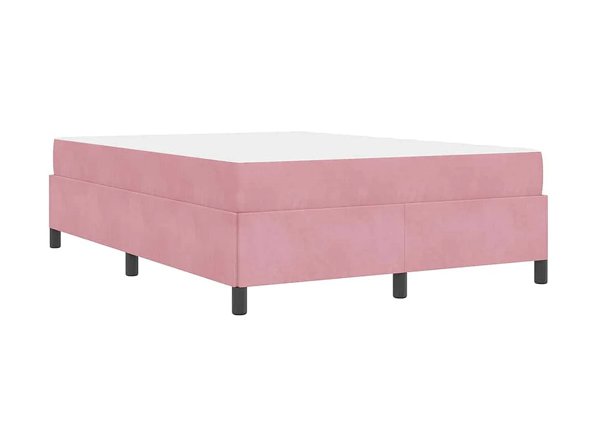 Cadre de lit avec matelas Rose et blanc 140 x 190 cm Velours