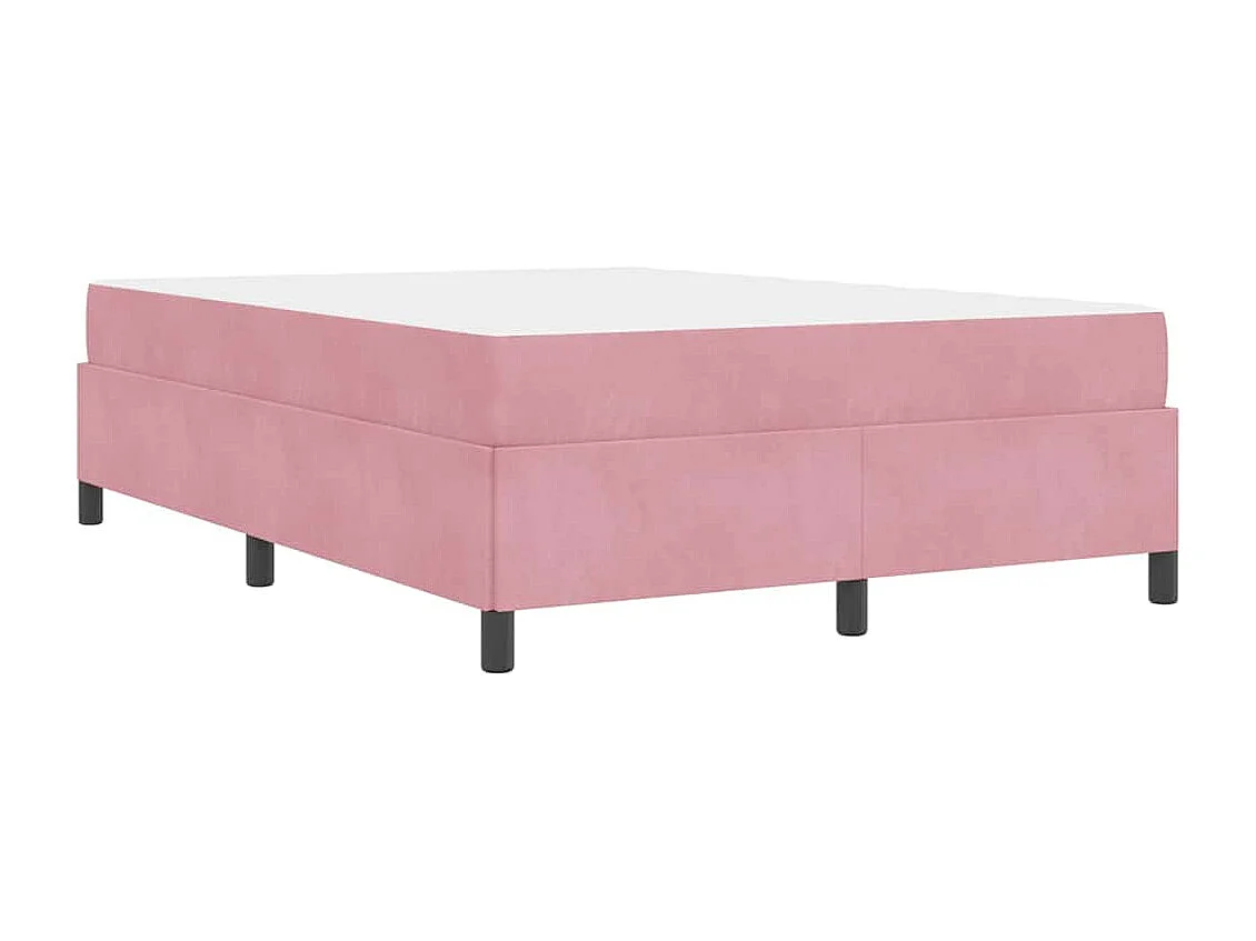 Cadre de lit avec matelas Rose et blanc 140 x 190 cm Velours