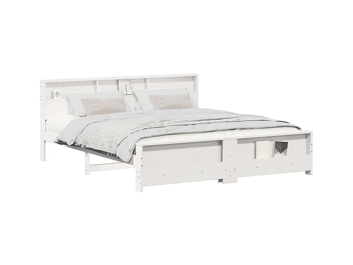 Estructura de cama Blanco 200 x 200 cm Madera maciza de pino