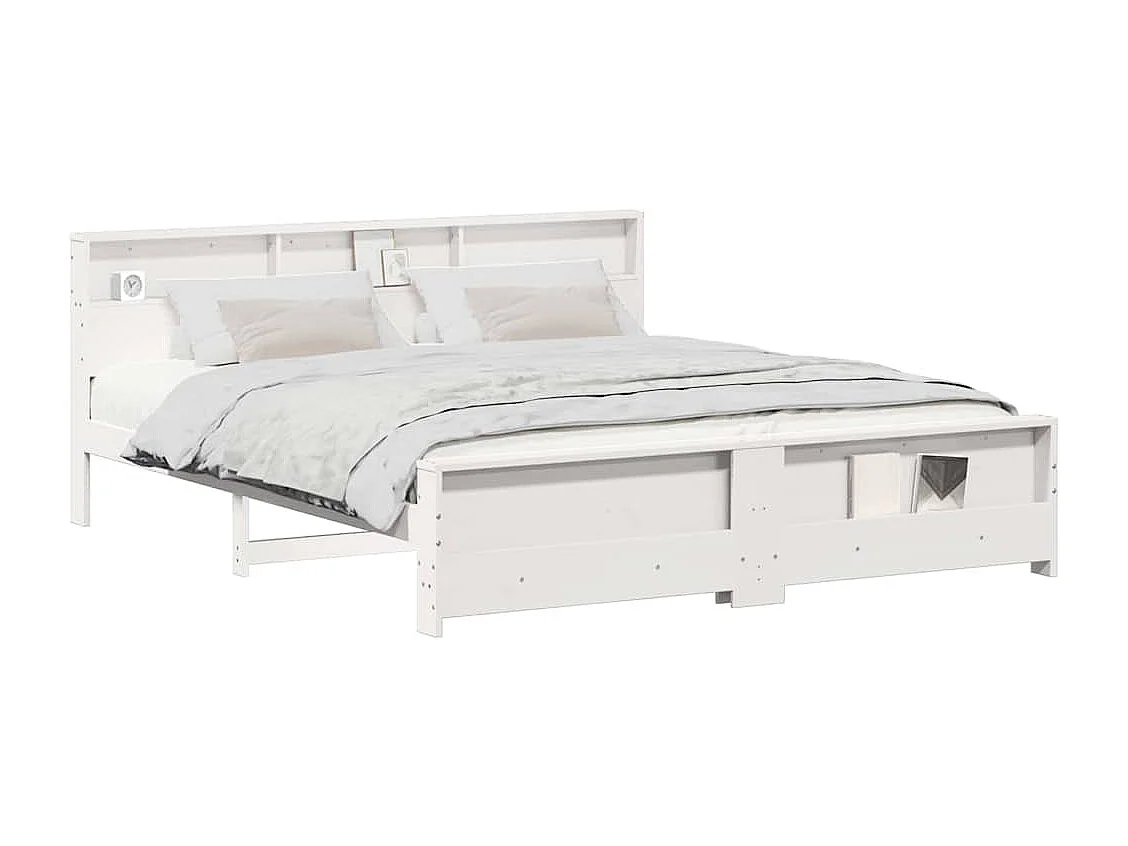 Estructura de cama Blanco 200 x 200 cm Madera maciza de pino