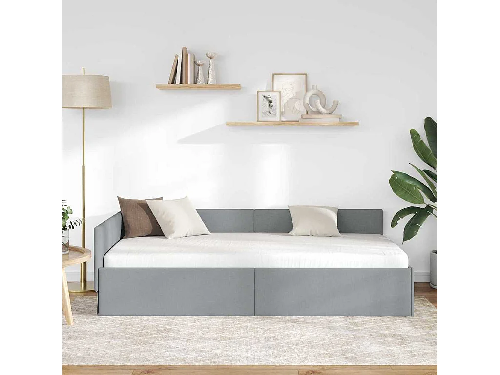 Estrutura de Cama de Canto Cinzento-claro 100 x 200 cm