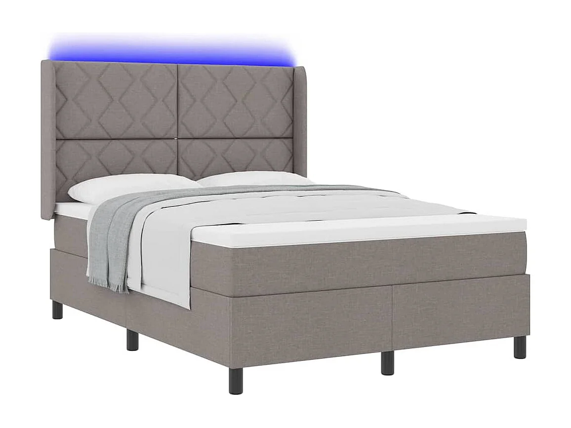 Cadre de lit avec matelas Taupe 160 x 200 cm tissu