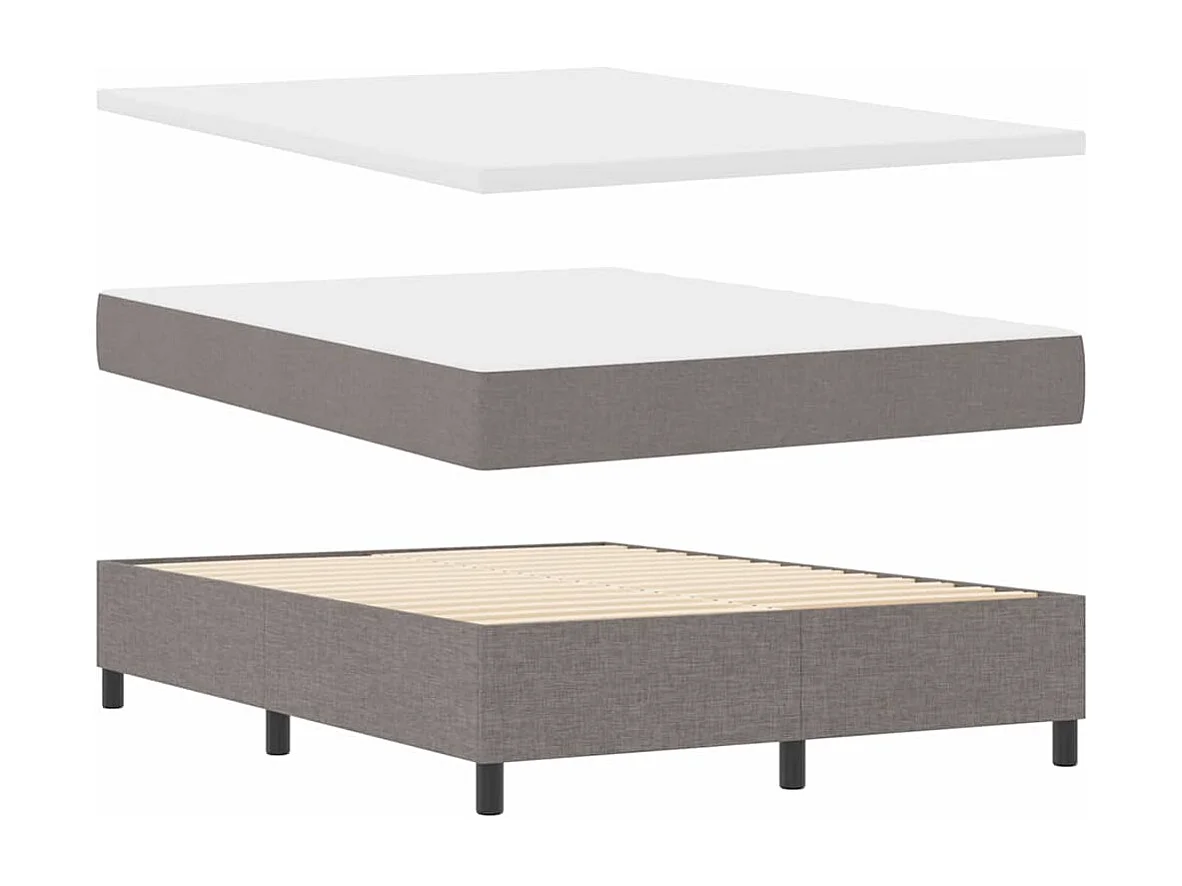 Cadre de lit avec matelas Taupe 160 x 200 cm tissu