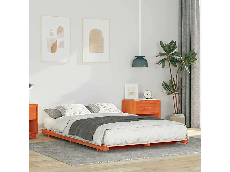 Estructura de cama Marrón cera 135 x 190 cm