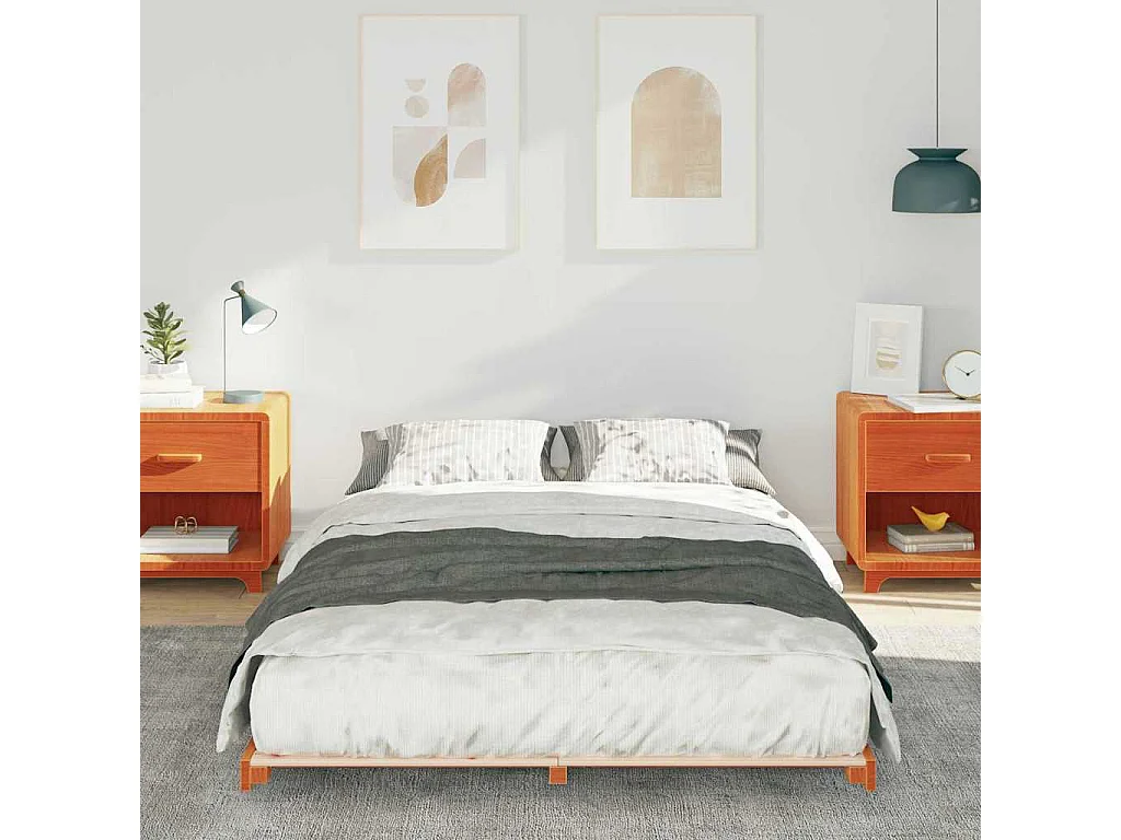 Estructura de cama Marrón cera 135 x 190 cm