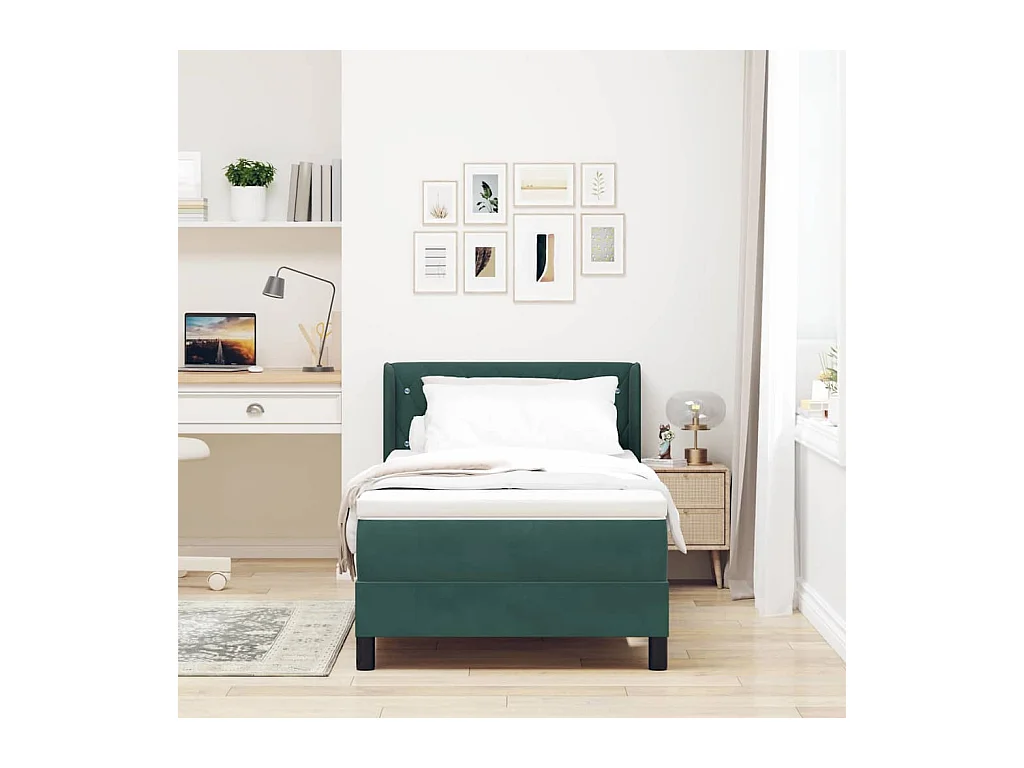 Cadre de lit avec matelas noir 100x200 cm en velours