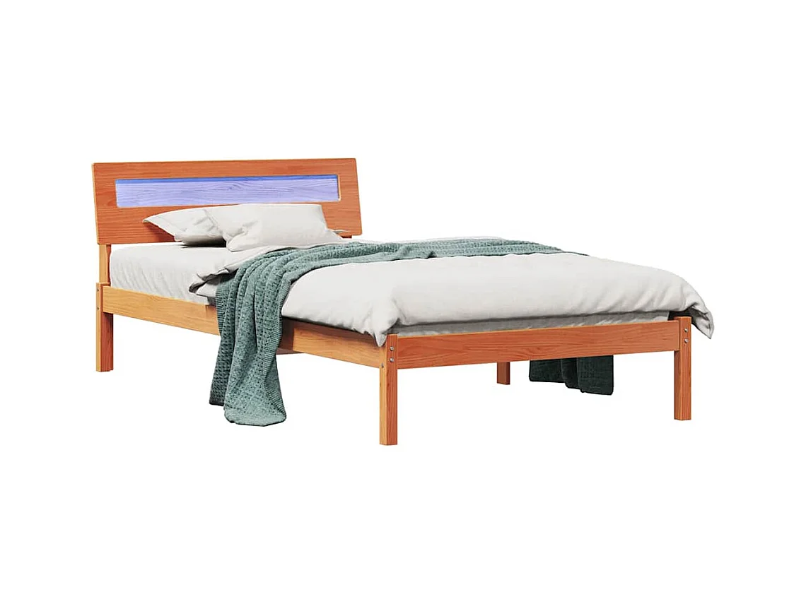 Cadre de lit Marron cire 90 x 200 cm Bois massif en pin