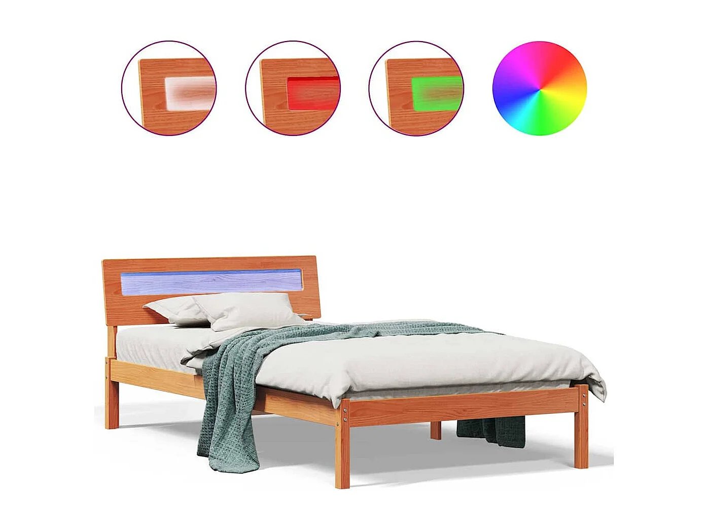 Bedframe met hoofdeinde Wasbruin 90 x 200 cm Massief grenenhout