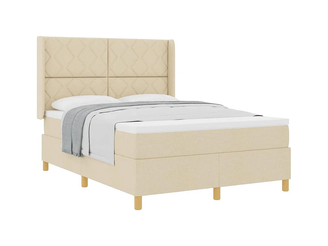 Cadre de lit avec matelas Crème 160 x 200 cm tissu