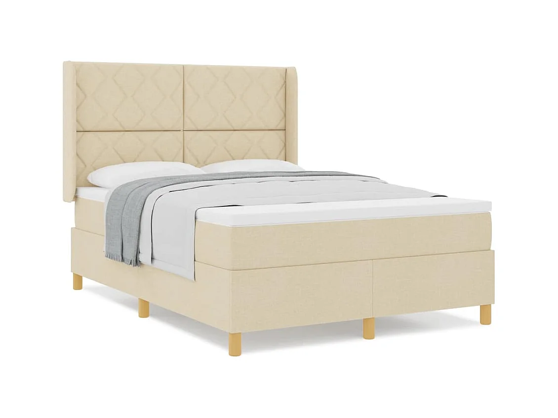 Cadre de lit avec matelas Crème 160 x 200 cm tissu