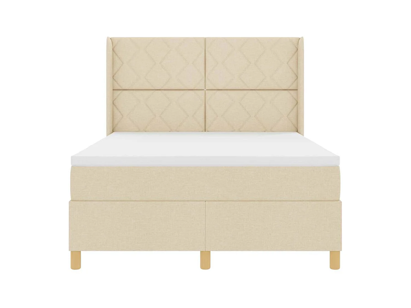 Cadre de lit avec matelas Crème 160 x 200 cm tissu