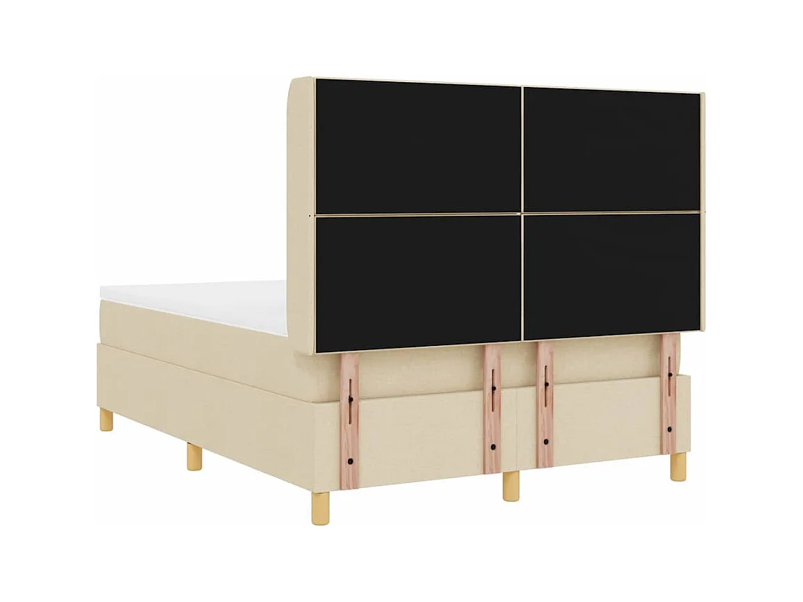 Cadre de lit avec matelas Crème 160 x 200 cm tissu