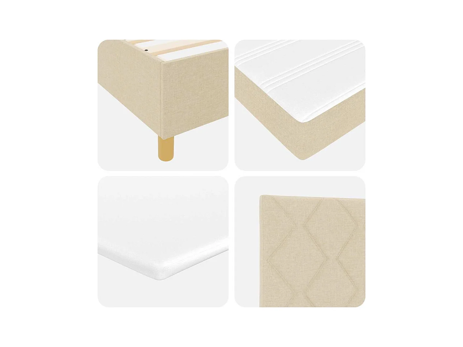 Cadre de lit avec matelas Crème 160 x 200 cm tissu