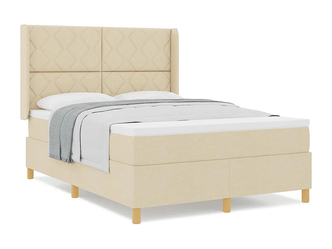 Cadre de lit avec matelas Crème 160 x 200 cm tissu