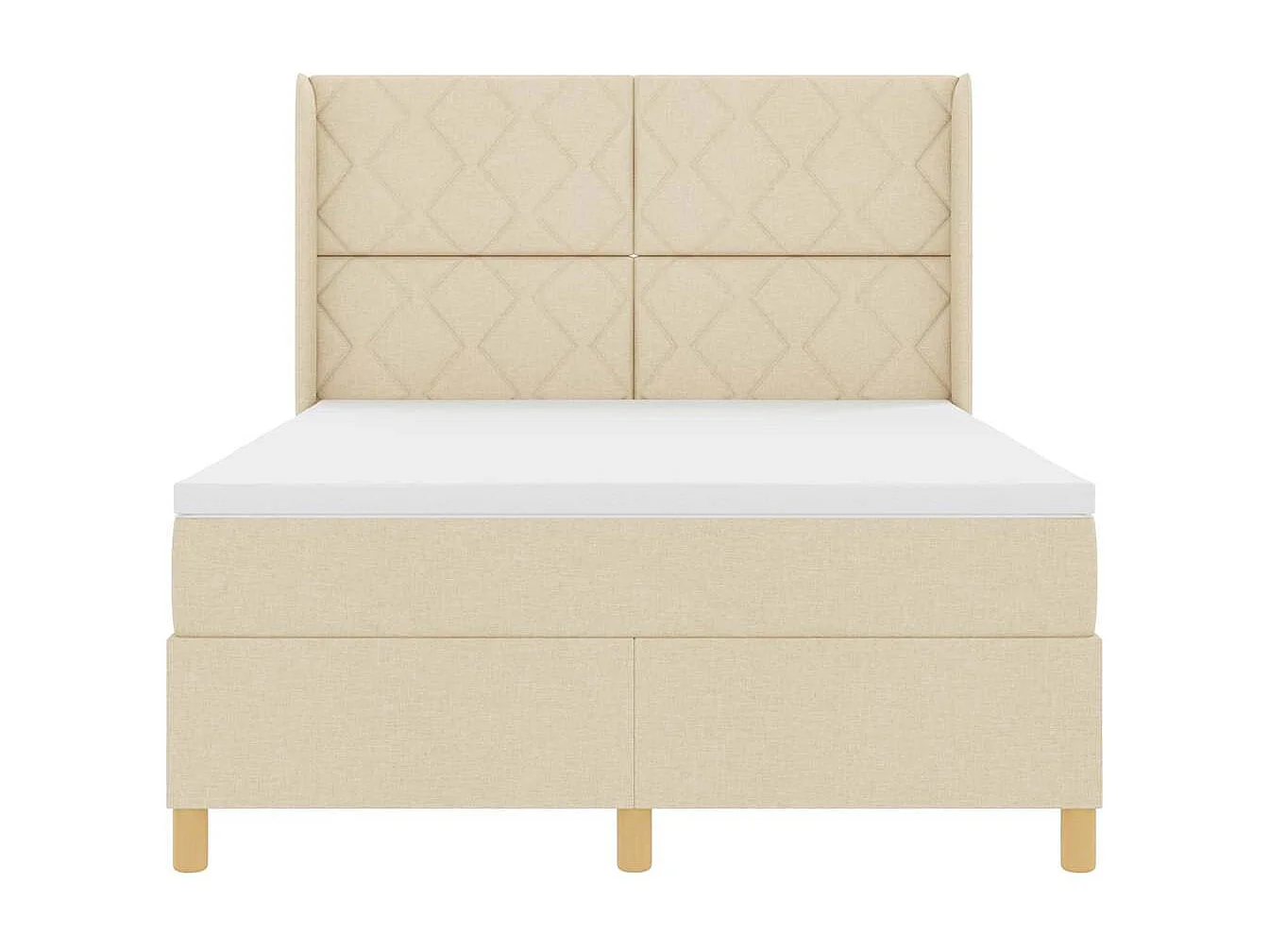 Cadre de lit avec matelas Crème 160 x 200 cm tissu