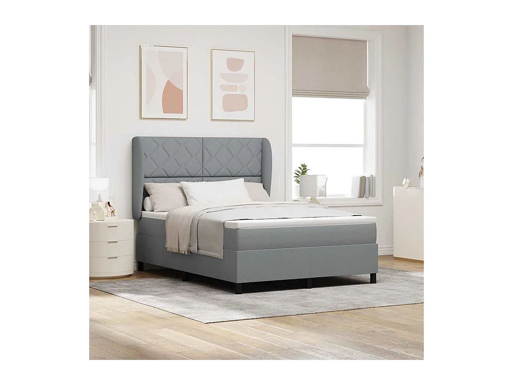 Boxspring bed met matras Lichtgrijs 160 x 200 cm Stof