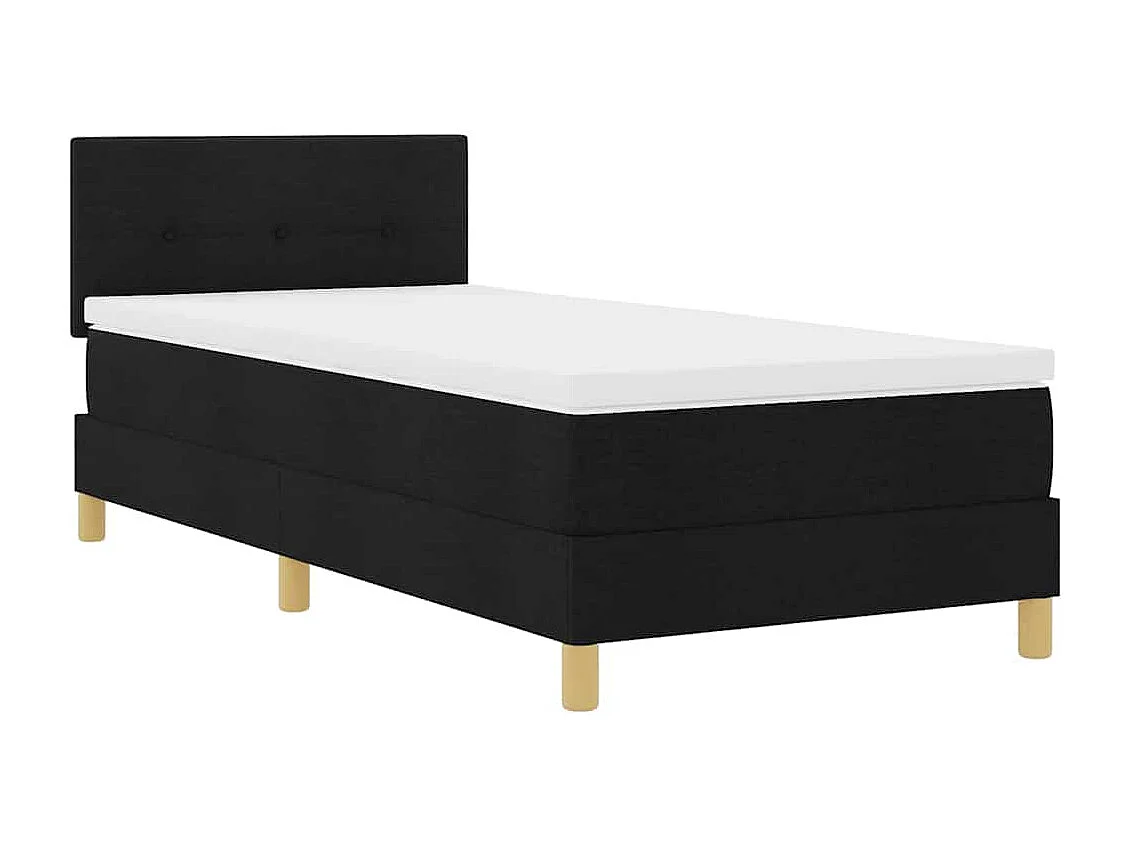 Cadre de lit avec matelas Noir 90 x 190 cm tissu
