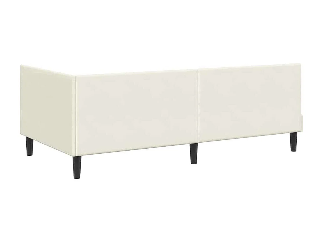 Cadre de lit d'angle avec tête de lit Crème 90 x 190 cm Velours