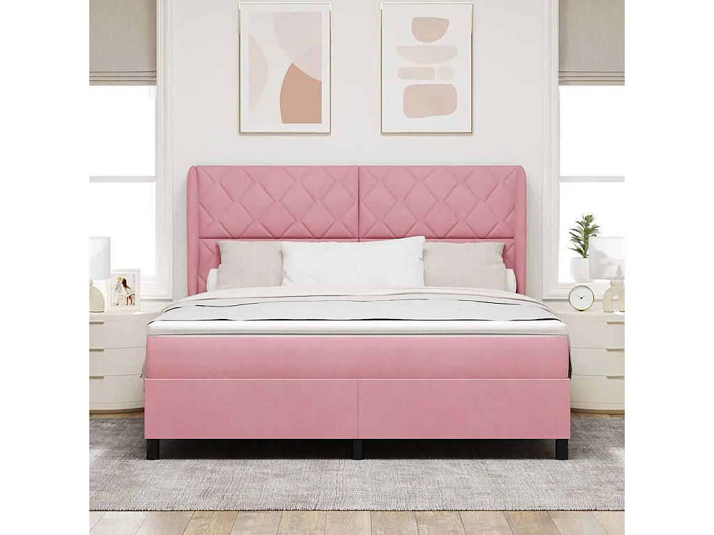 Cadre de lit avec matelas Rose 180 x 200 cm Velours