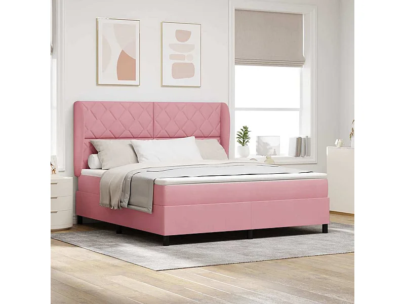 Cadre de lit avec matelas Rose 180 x 200 cm Velours