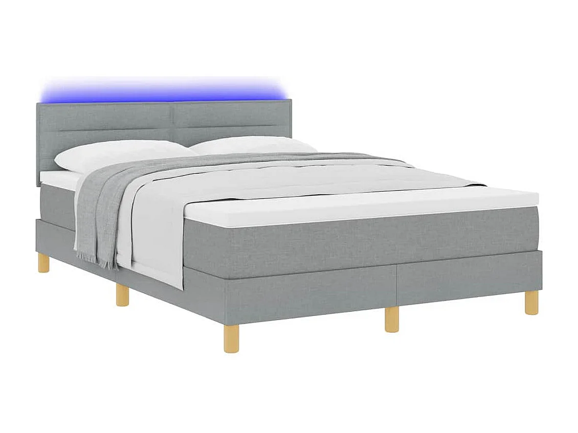 Cama tipo Box Spring con colchón Gris claro 140 x 200 cm tela
