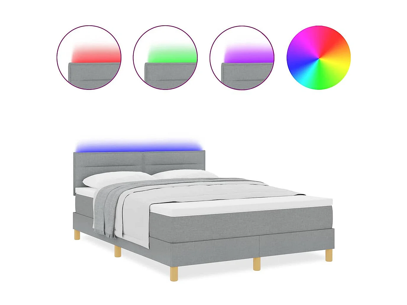 Cama tipo Box Spring con colchón Gris claro 140 x 200 cm tela