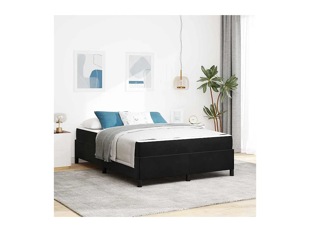 Bedframe met matras Zwart en Wit en Zwart 160 x 200 cm Fluweel