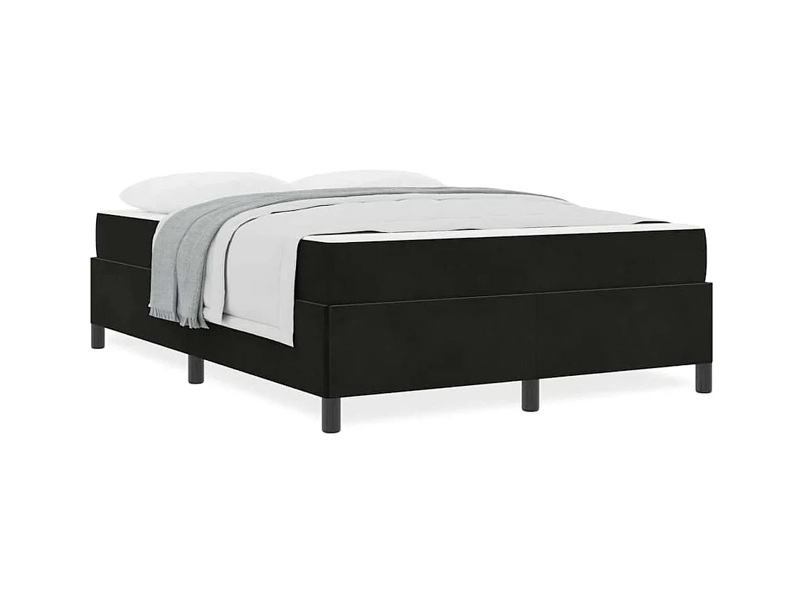 Bedframe met matras Zwart en Wit en Zwart 160 x 200 cm Fluweel