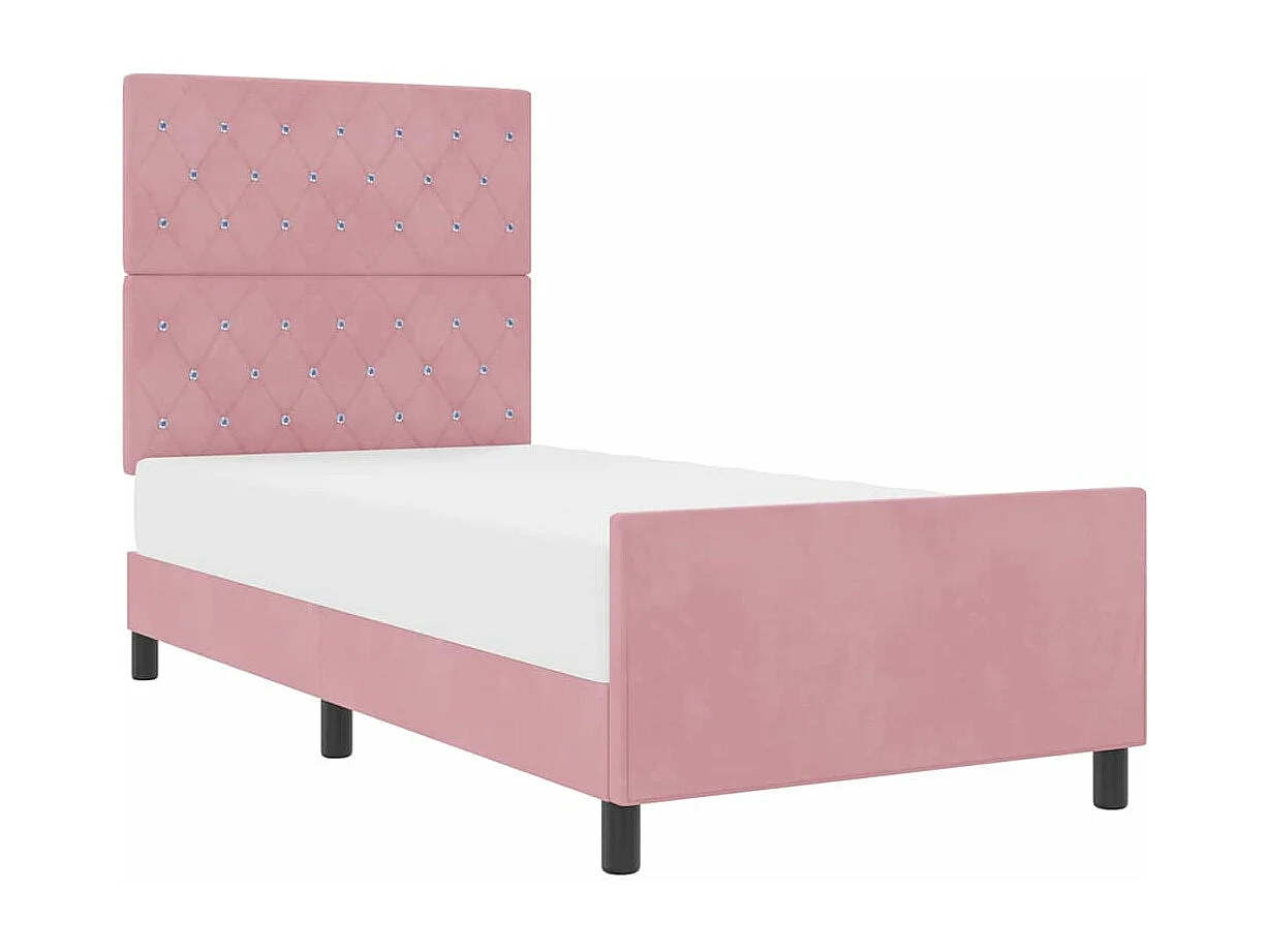 Cadre de lit avec tête de lit Rose 90 x 190 cm Velours