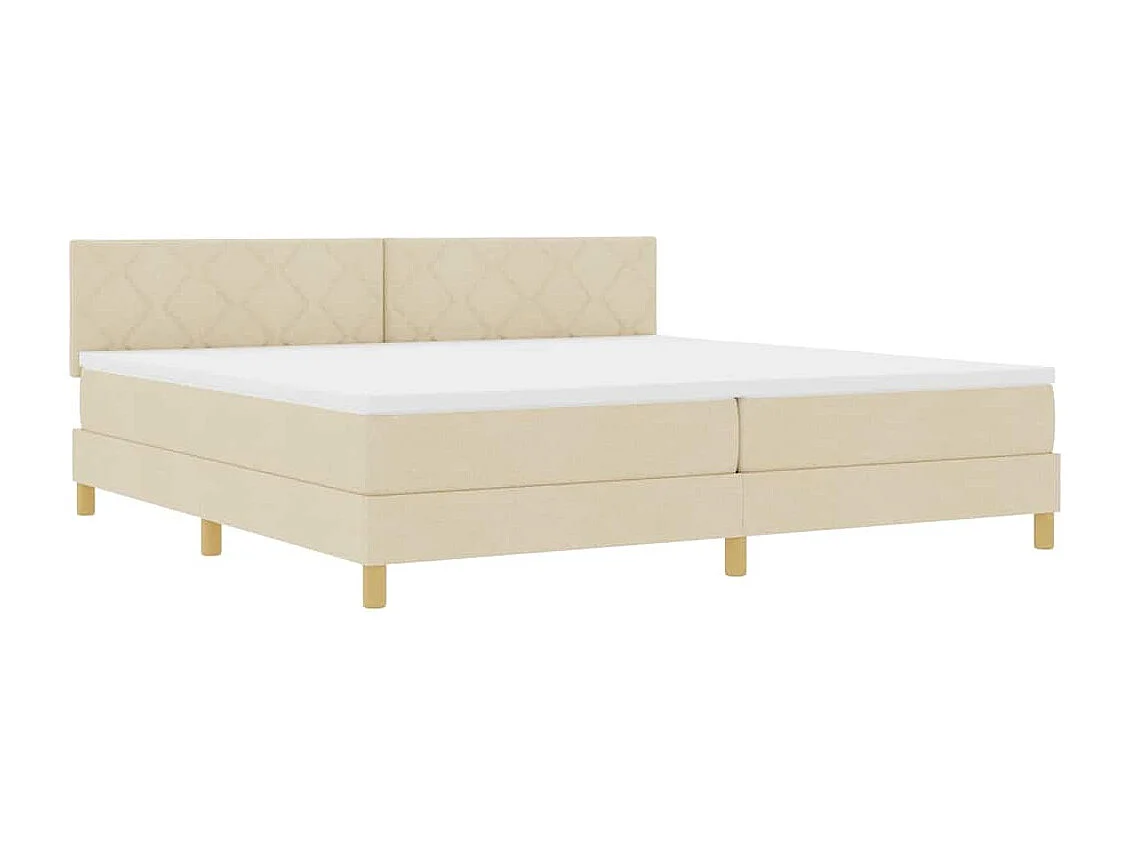 Cadre de lit avec matelas Crème 200 x 200 cm tissu