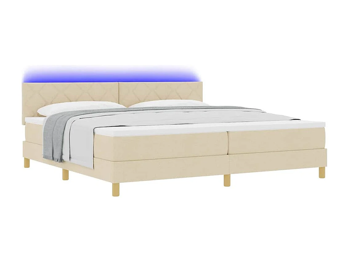 Cadre de lit avec matelas Crème 200 x 200 cm tissu
