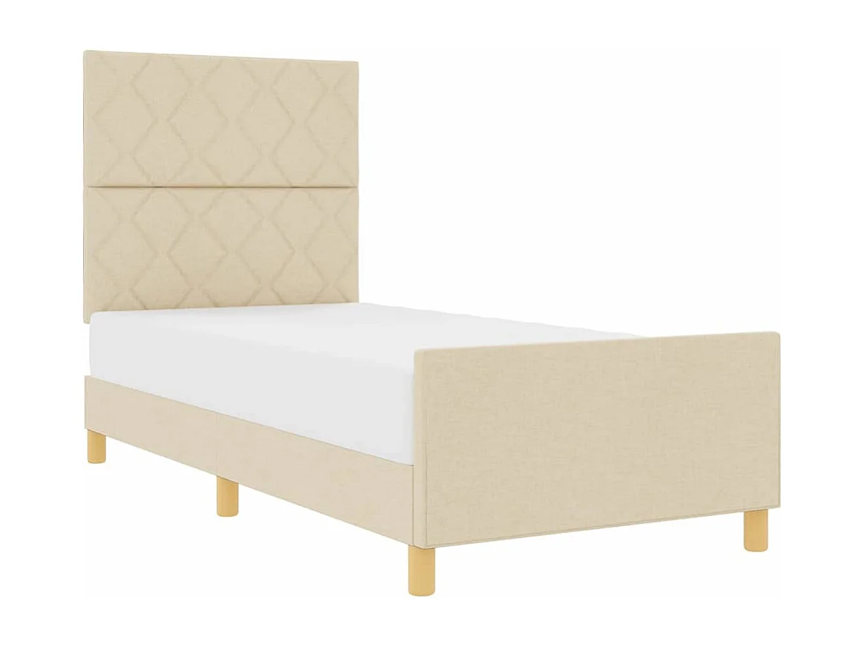 Cadre de lit avec tête de lit Crème 100 x 200 cm tissu