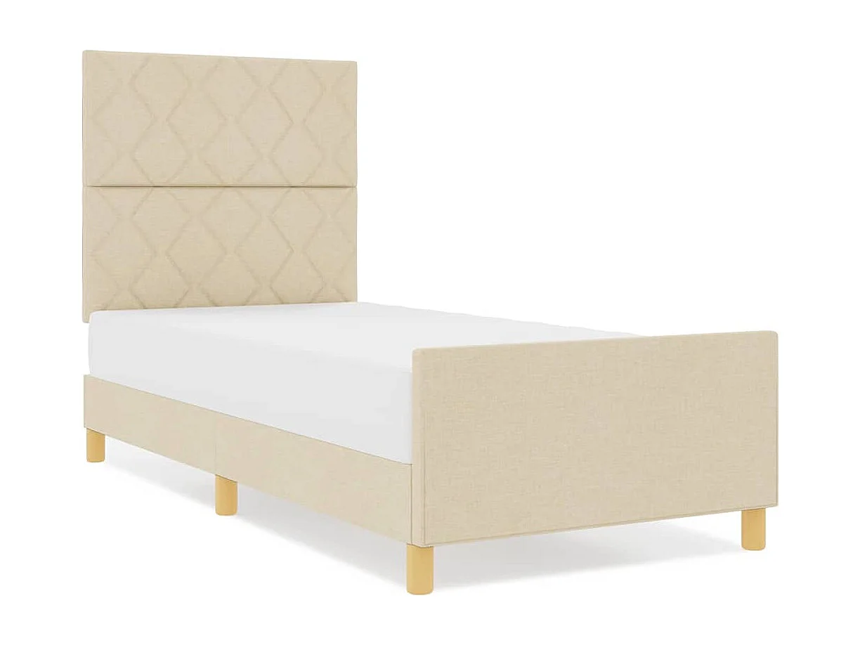 Cadre de lit avec tête de lit Crème 100 x 200 cm tissu