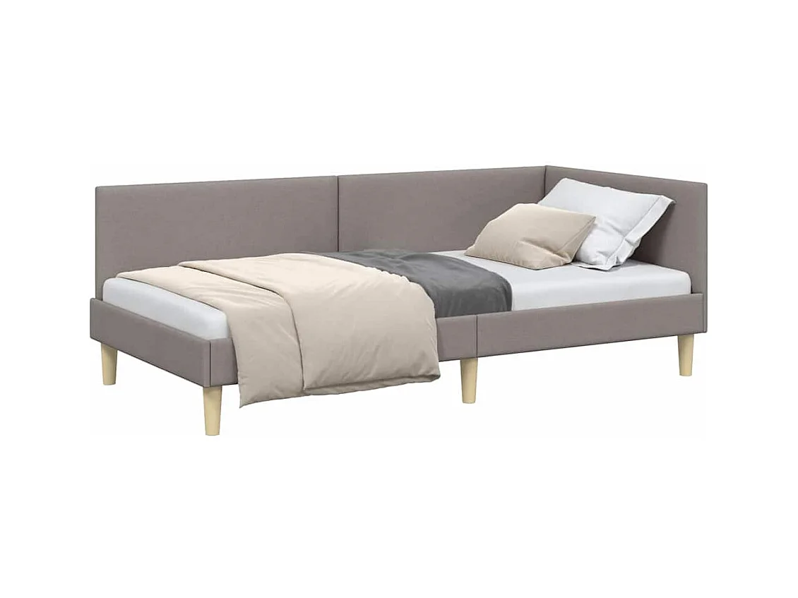 Cadre de lit d'angle Autre avec tête de lit Taupe 90 x 190 cm