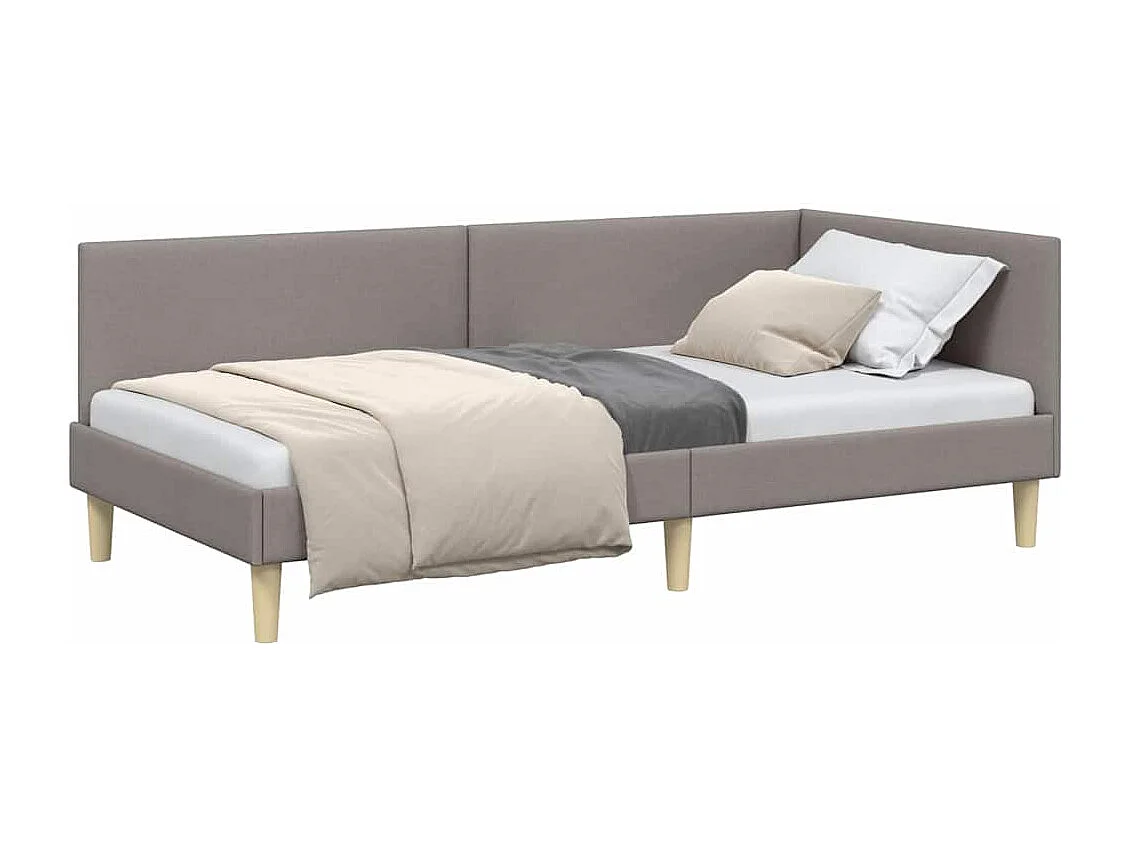 Cadre de lit d'angle Autre avec tête de lit Taupe 90 x 190 cm