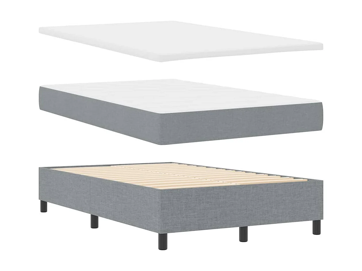 Cama tipo Box Spring con colchón Gris claro 120 x 200 cm tela