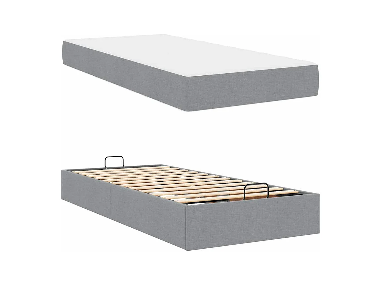 Estrutura da Cama com colchão Cinzento-claro 90 x 190 cm tecido