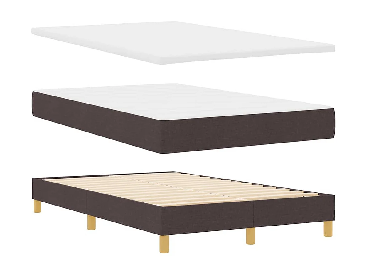 Cama box spring con colchón Marrón oscuro 120 x 190 cm tela