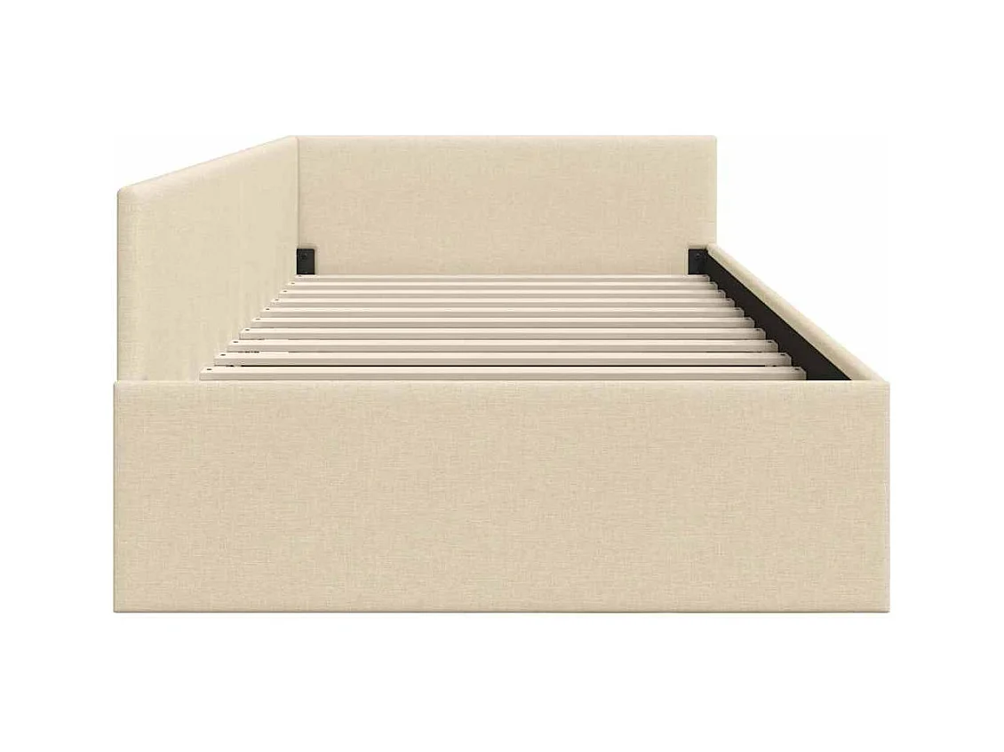 Cadre de lit d'angle avec tête de lit Crème 100 x 200 cm