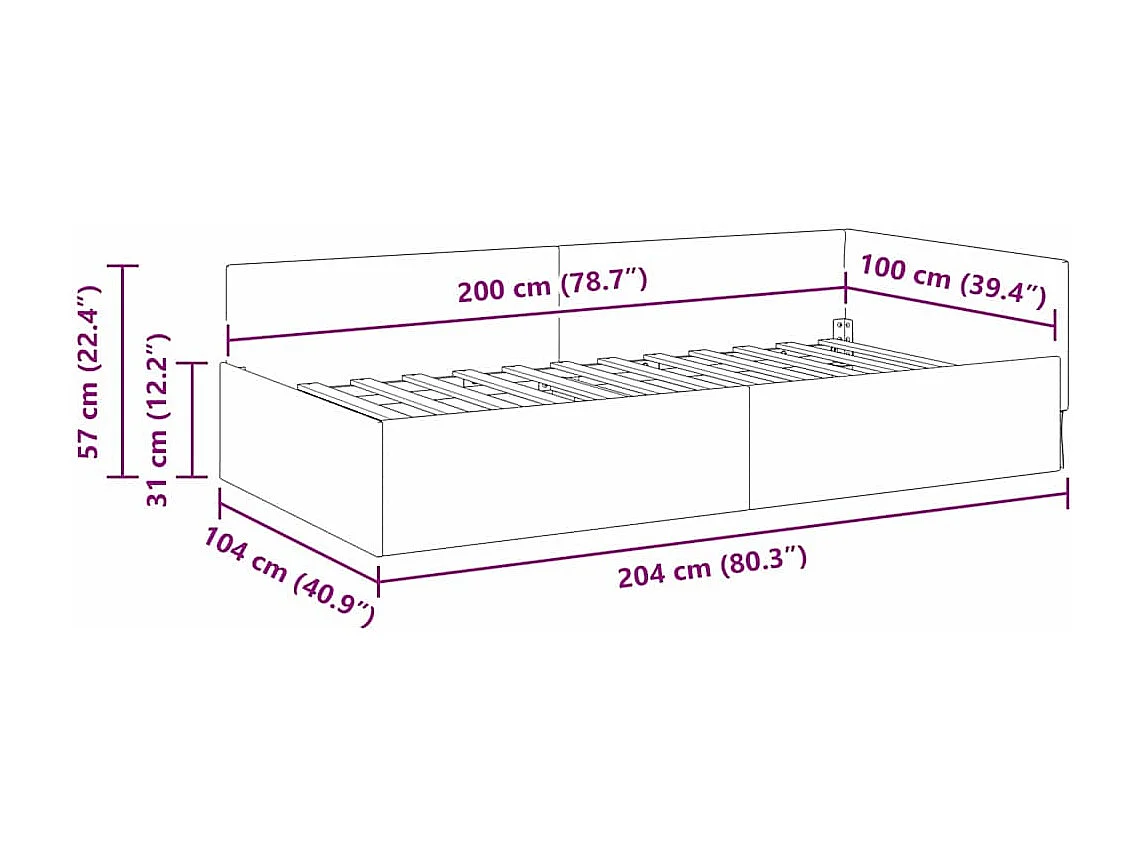 Estructura de cama en esquina con cabecera Crema 100 x 200 cm