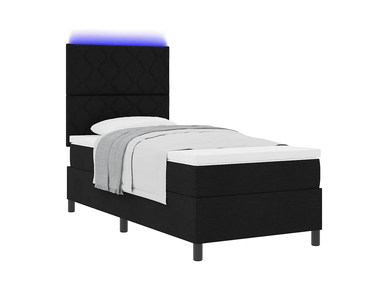 Cadre de lit avec matelas Noir 100 x 200 cm tissu