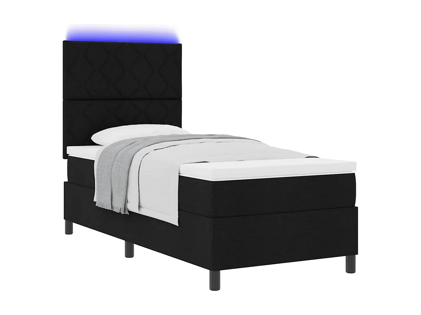 Cadre de lit avec matelas Noir 100 x 200 cm tissu