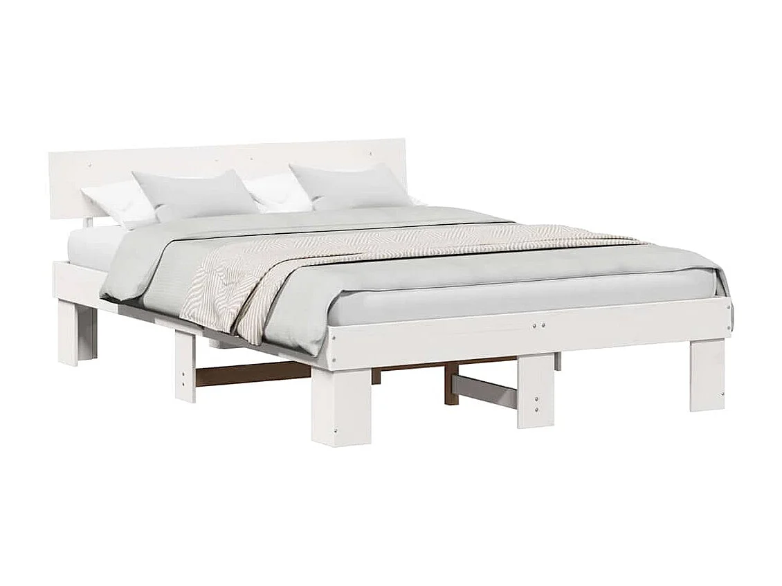 Estrutura da Cama Branco 160 x 200 cm Madeira de pinho maciça