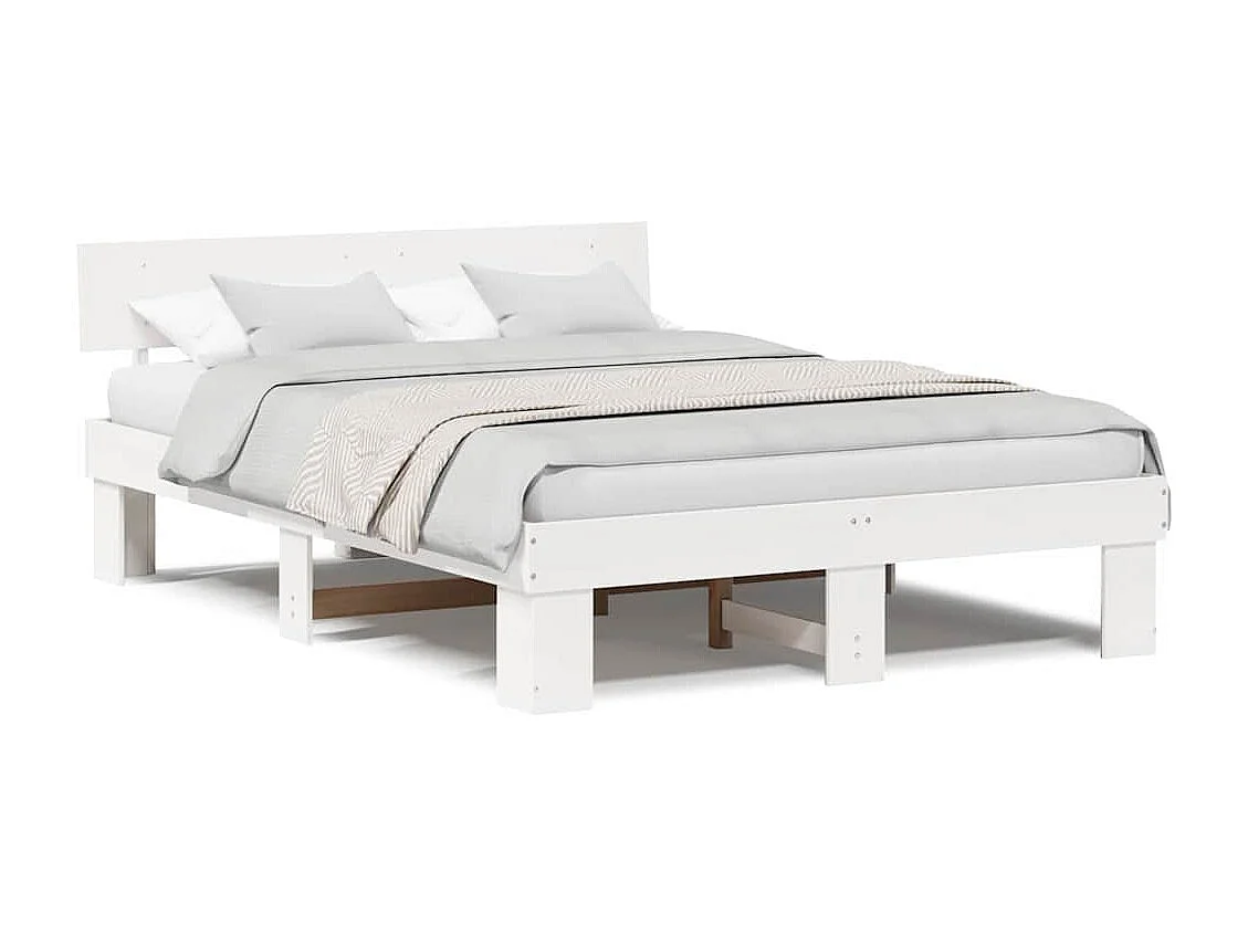Estrutura da Cama Branco 160 x 200 cm Madeira de pinho maciça