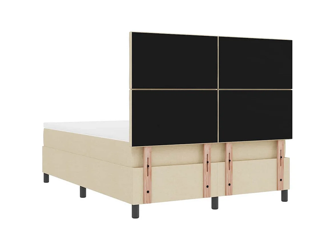 Cadre de lit avec matelas Crème 160 x 200 cm tissu