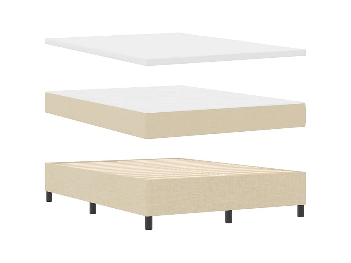 Cadre de lit avec matelas Crème 160 x 200 cm tissu