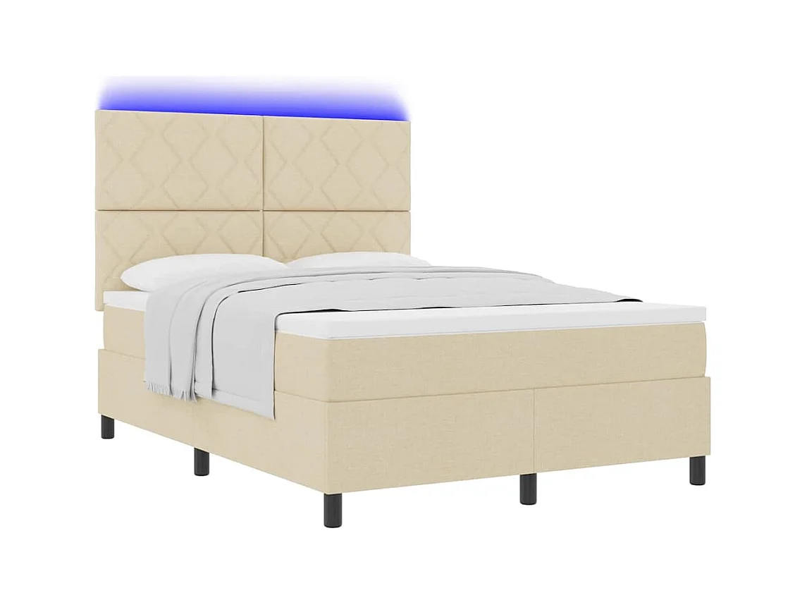 Cadre de lit avec matelas Crème 160 x 200 cm tissu