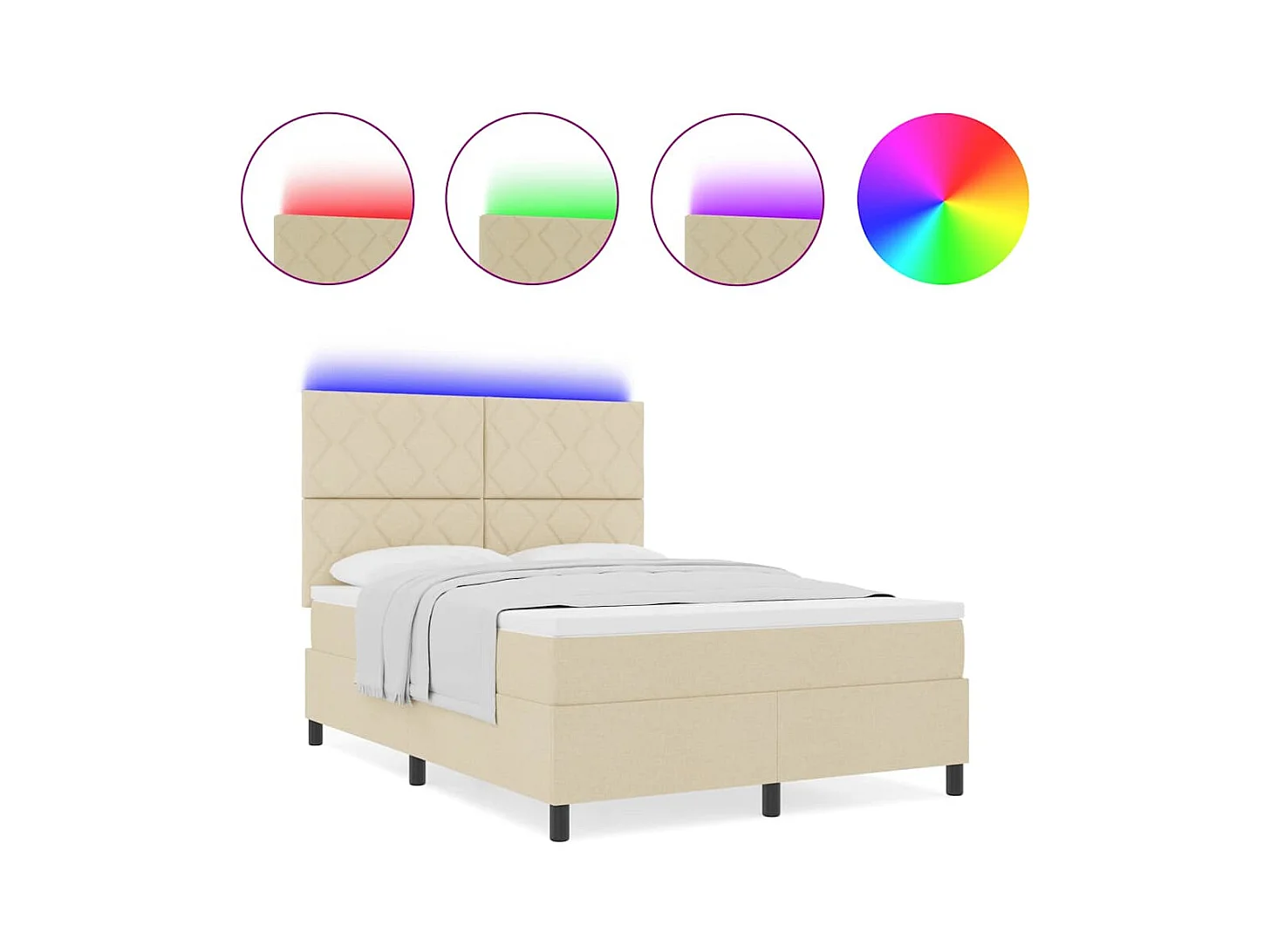Cadre de lit avec matelas Crème 160 x 200 cm tissu