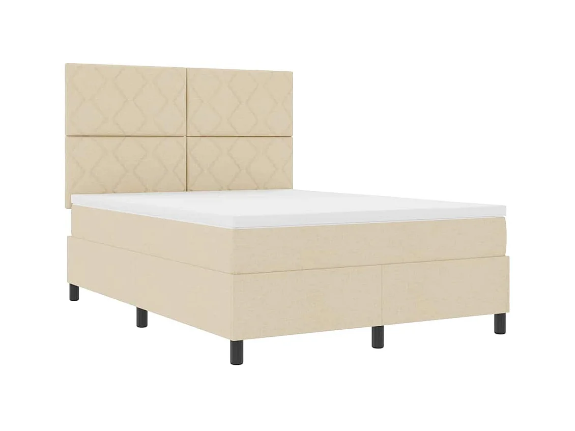 Cadre de lit avec matelas Crème 160 x 200 cm tissu