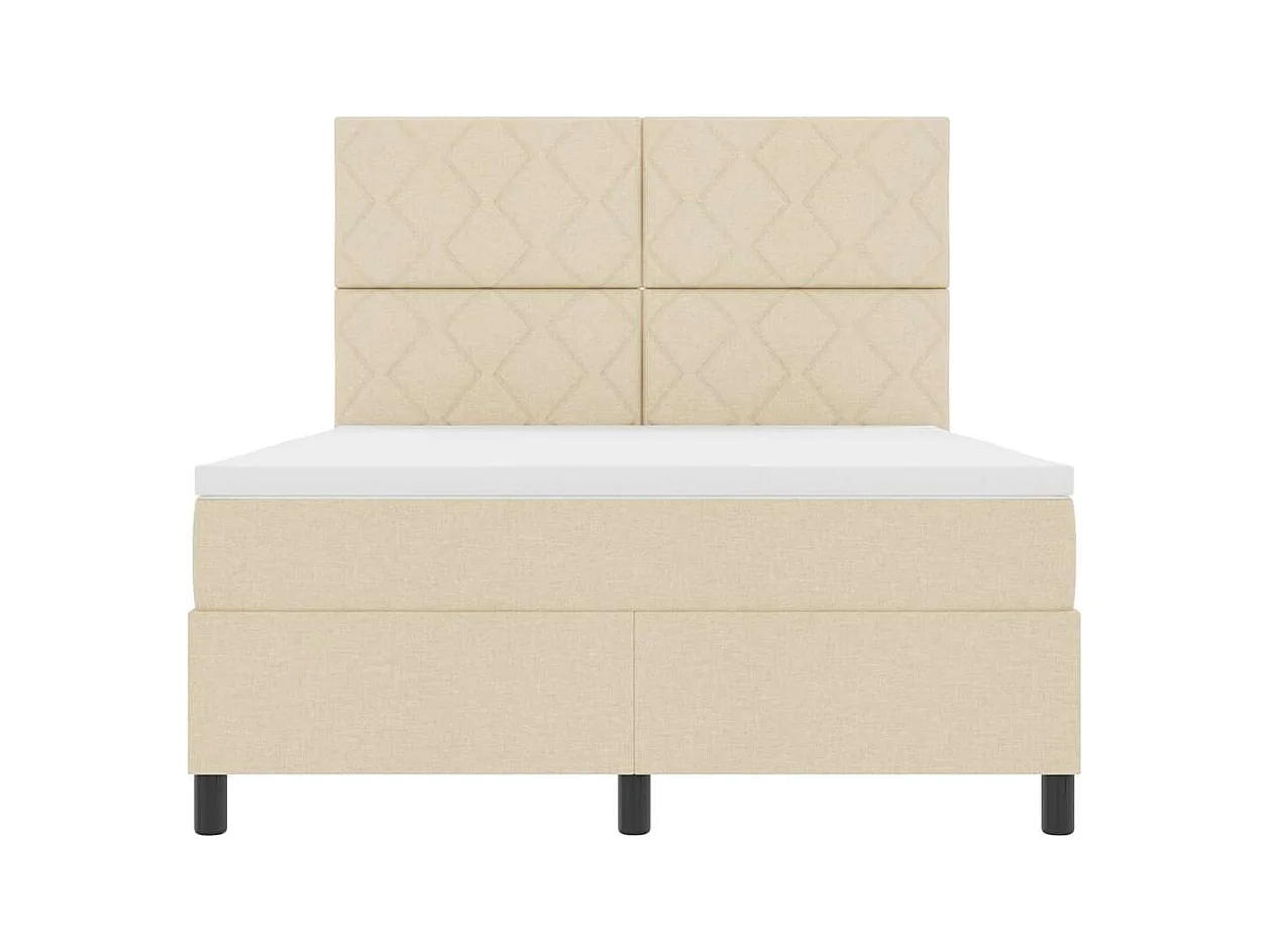 Cadre de lit avec matelas Crème 160 x 200 cm tissu